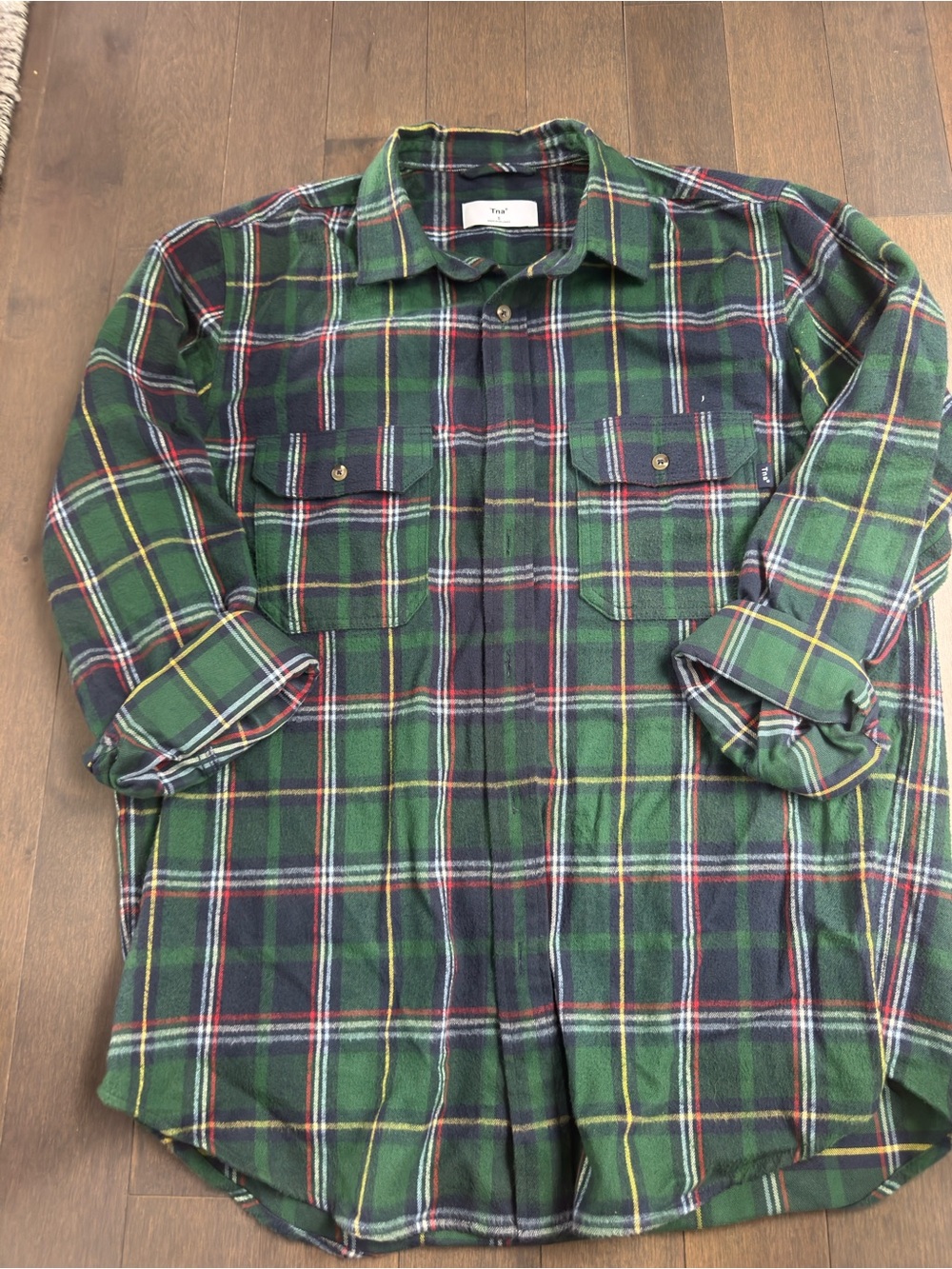TNA Green Plaid Button-Down Shirt